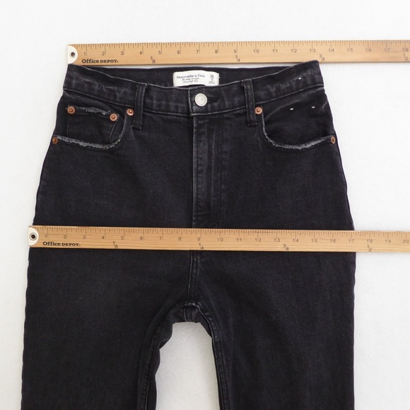 Abercrombie & Fitch Ankle Straight Ultra High Rise Black Denim Jeans Women 26/2L - Picture 5 of 10